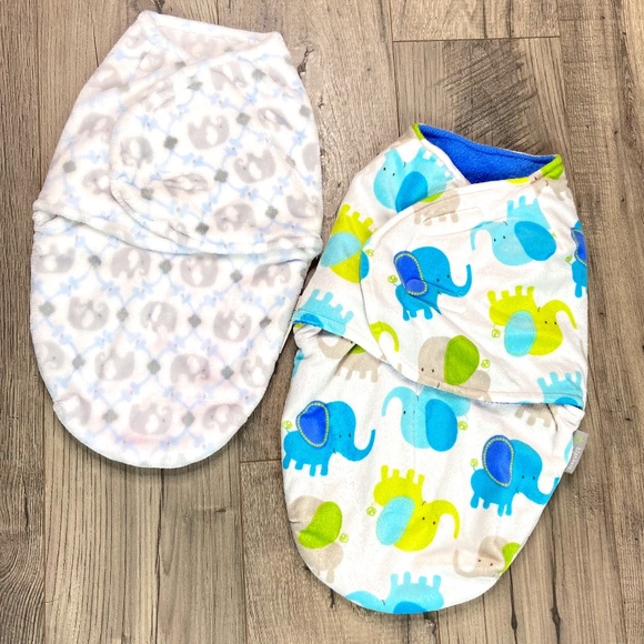 Blankets & Beyond Other - Blankets & Beyond Fleece Elephant Swaddle Bundle